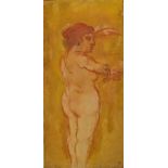 STELLA STEYN.
Nude woman standing.
Oil on canvas.
49½" x 23½". Numbered EFS18.