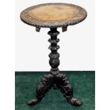 Burmese carved hardwood occasional table,