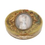 French late 18th century oval tortoiseshell & composition patch box with vernis martin style