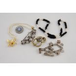 Silver charm bracelet; another & various other items.