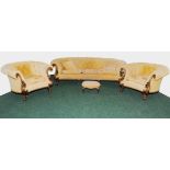 Impressive three piece suite in the Victorian style comprising two armchairs & a three seater