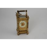French early 20th century carriage timepiece with silvered lever platform,