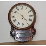 Mid 19th century wall timepiece with unsigned painted dial, fusee anchor,