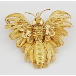 Oriental fine gold filigree brooch modelled as a butterfly.