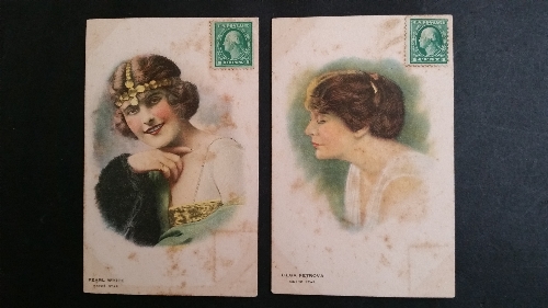 CINEMA, postcards, pub. by Kline Poster Co., US issue (with unused 1c stamps attached to fronts),