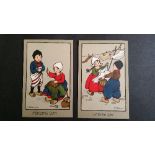 POSTCARDS, children, complete (2), Dutch comedy scenes by Ethel Parkinson, pub. by Faulkner (
