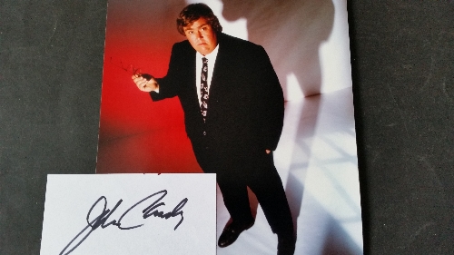 CINEMA, signed white card (5 x 3) by John Candy, with an unsigned colour 8 x 10, full-length in