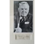 W.C. FIELDS, signed piece (3 x 1), overmounted beneath b/w photo, h/s resting chin on umbrella