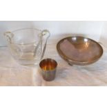 Ercuis France bowl, Christofle cup, & ice bucket