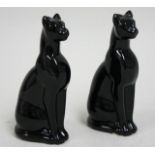 Pair of Baccarat black crystal cat figures