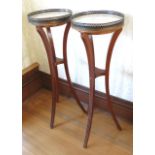 Pair marble top stands with galleries