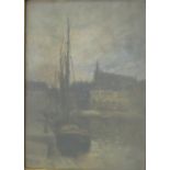 Louis Marie Desire-Lucas, "Port Scene" Oil on panel. Framed. Signed & dated lower right.  Louis