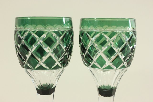 12 Cut to Clear Wine Glasses Various colors. Approx. 7 1/2" H. From a NYC  collector's 40 year - Image 3 of 7