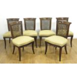 Set of 6 regency style mahogany chairs Upholstered in faux snakeskin. Approx. 35 1/2" H x  20 1/2" W