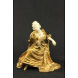 19th C. French Bronze & Bone of Seated Woman With bone features. Approx. 7 3/4" H