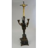 Bronze & Marble figural late empire candelabra 5 arm, claw foot, electrified 23"H