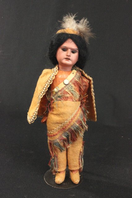 German Bisque Head Doll & 2 Smaller Dolls Stamped "JKC". Largest approx. 12" H. From a NYC - Image 7 of 8