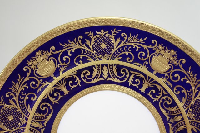 Lot of Chelsea English Porcelain Plates 4 pieces total. Cobalt blue with gold trim.  Approx. 10. - Image 3 of 4