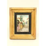 Framed pietradura plaque City scene, 7" x 5 1/2" plaque, 9 3/4" x 8"  framed. From a NYC collector's