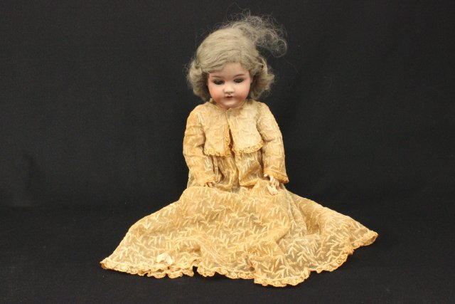 German Bisque Head Doll & 2 Smaller Dolls Stamped "JKC". Largest approx. 12" H. From a NYC - Image 2 of 8