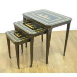 Set of 3 Italian Inlaid Nesting Tables Approx. 24" H x 26 1/2" W x 18 1/2" D. From an  estate in