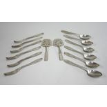 Persian Silver Flatware Set Including six 84 Persian silver forks, six spoons  approx. 7 3/4" L,