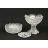 Dorflinger Hobstar crystal bowl, crystal tray... cut glass punch bowl, pinwheel cut tray