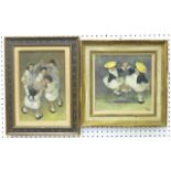 Leonard Creo, "Two Little Girls" & "Dancing Girls" "Two Little Girls", approx. 15" H x 10" W