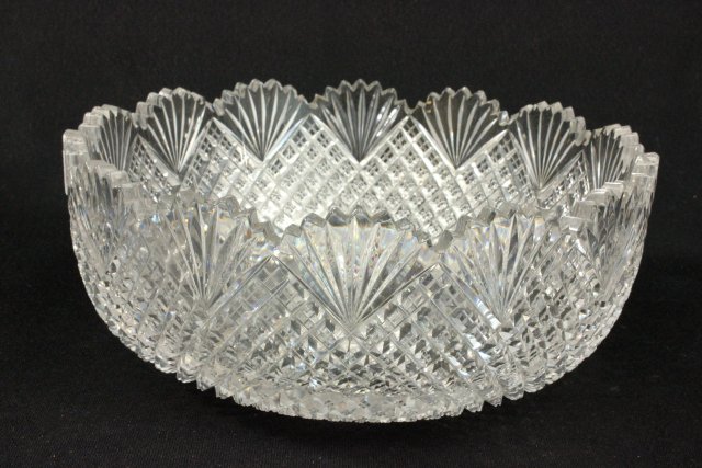 Dorflinger Hobstar crystal bowl, crystal tray... cut glass punch bowl, pinwheel cut tray - Image 2 of 5