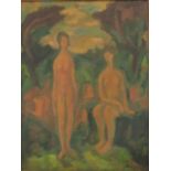 Arthur Bowen Davies, "Nudes" Oil on board. Framed. Signed lower right. Arthur  Bowen Davies,