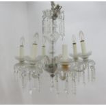 Victorian Style Cut Glass Chandelier 6 lights. Approx. 23" H x 23 1/2" D.