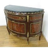 French inlaid marble top sideboard Bronze ormolu, 1 drawer, 2 doors