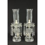 Pair of Hurricane lamps With cut crystal shades. Approx. 20 3/4" H