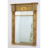 19th C. Parcel-Gilt Grey Painted Regency Mirror Approx. 51 3/4" H x 36 1/2" W. Redecorated chips  to