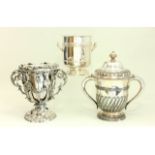 3 Champagne Buckets Includes 1 Christofle, 1 with leaf & scroll  handles, & 1 with swirled