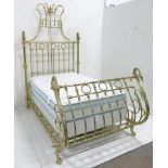 Swan sleigh bed featured in "Meet Me in St. Louis" 20th century. Solid brass headboard &