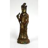 19th Century Gilt-Bronze Figure of Standing Buddha Approx. 9" H