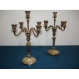 Pair of 5 arm silver plated candelabra 17 1/2"H From a NYC collector's 40 year compilation.