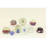 9 Crystal Paperweights From a NYC collector's 40 year compilation.