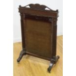 19th c Late Empire Mahogany Firescreen Approx. 32" H x 22 1/4" W. Velvet discolored &  worn.