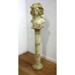 Marble Bust of a Lady on Pedestal Signed, Cipriani. damages damages