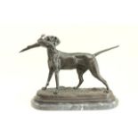 Jules Moigniez, "Hunting Dog" Sculpture "Hunting Dog with his Catch". Reproduction bronze.