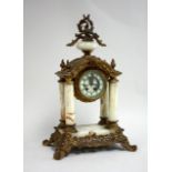 19thc French bronze & alabaster clock Approx. 18 1/2" H x 11 1/2" W x 8 14" D.