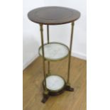 Directoire style Rosewood & Gilt Metal Pedestal 3 tier. Approx. 33 3/4" H x 15 1/2" D. Top  slightly