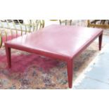 Late 20th C. Leather Upholstered Banquette Approx. 18 1/2" H x 60" W x 48" D. Leather has  some