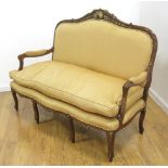 Carved Walnut French Style Loveseat With gilded floral accents. Approx. 41 1/2" H x  55" W. From