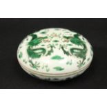 Daoguang Wucai Dragon Ink Box & Cover Approx. dates 1821- 1850. Approx. 2" H x 4 3/4" D.