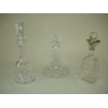 4 Crystal liquor bottles 2 with silver tops, waterford. 12" - 13" From a NYC collector's 40 year