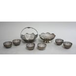 8 Pieces of Reticulated Filigree Silver Including  Asian & Middle Eastern baskets & 6 nut  dishes.