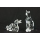 2 Baccarat Crystal Figures Includes seated leopard, approx. 6" H & reclining  dragon, approx. 4"
